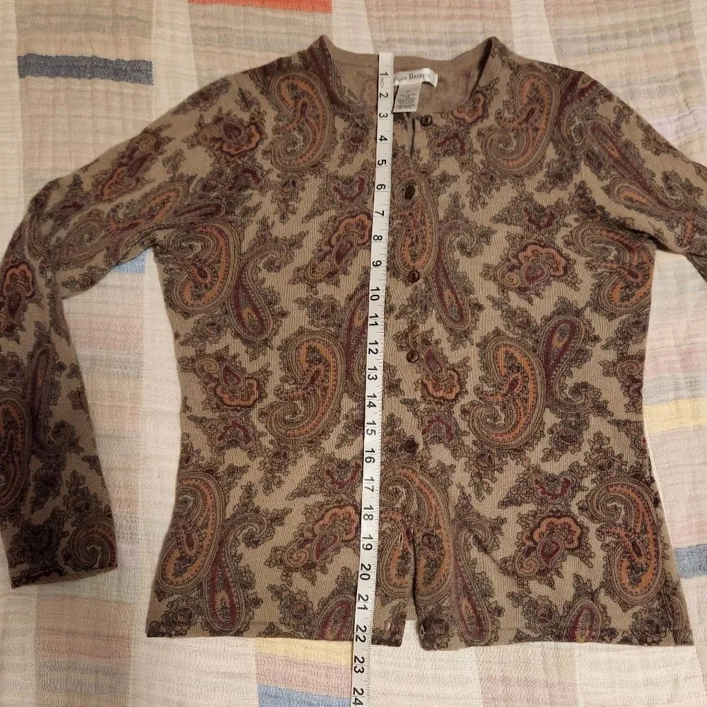 Susan Bristol vintage paisley print wool cardigan Size M